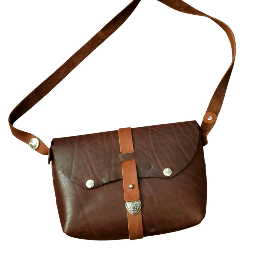 Vintage‎ Dark Brown 12" Leather Western Saddlebag Satchel